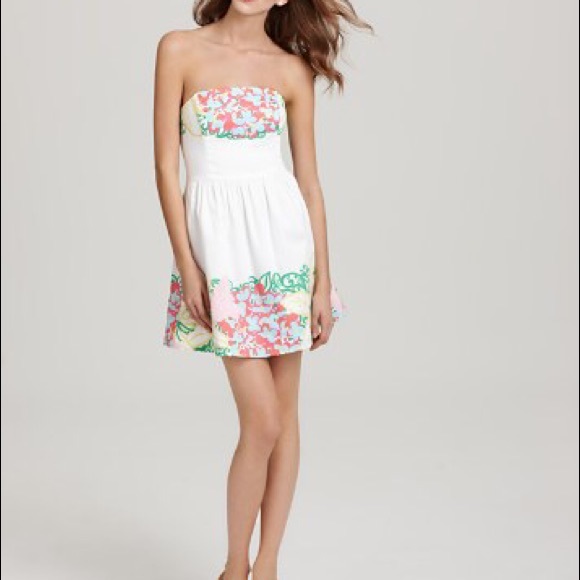 lilly pulitzer white strapless dress